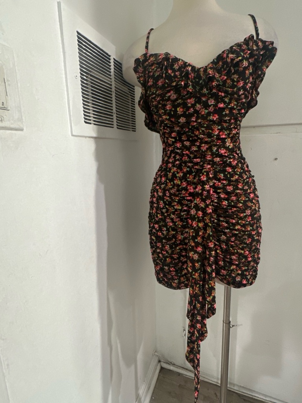 AFRM Black Mini Dress with Pink Floral Print - Picture 6 of 6